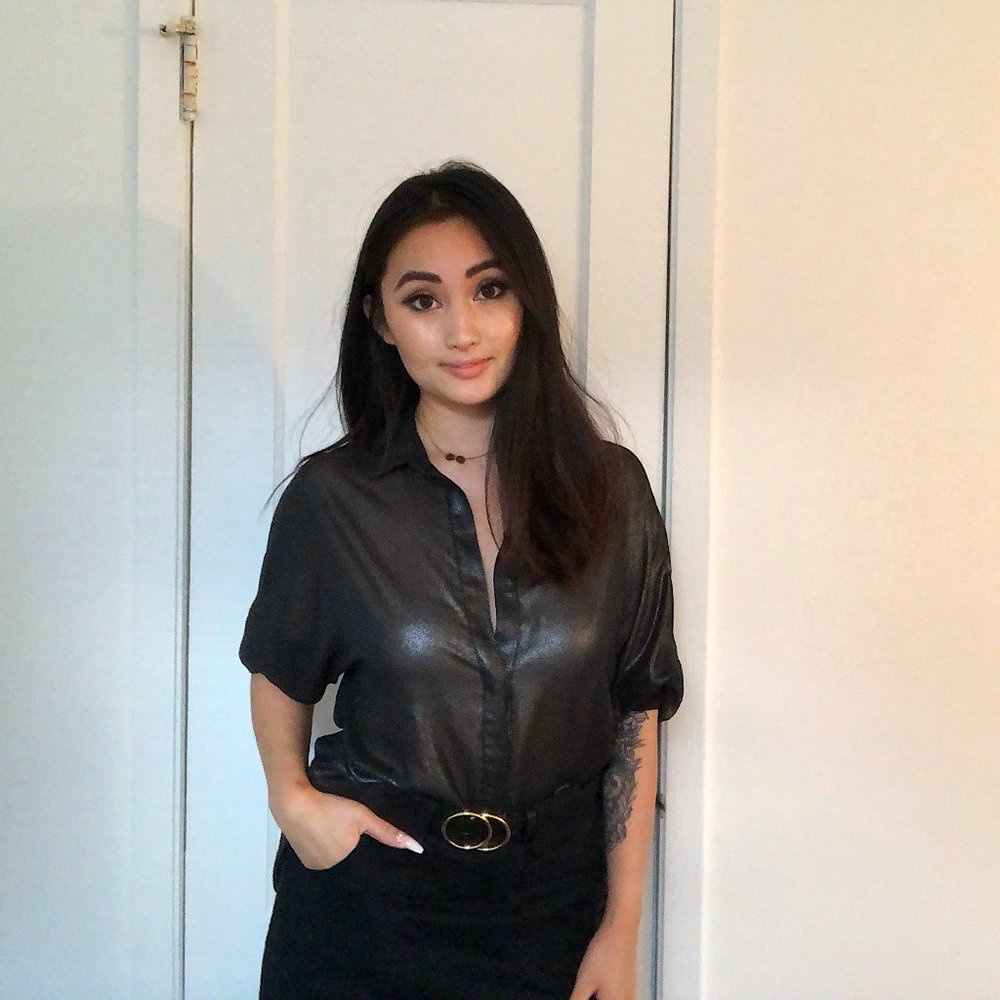 Black Sheer Button Up